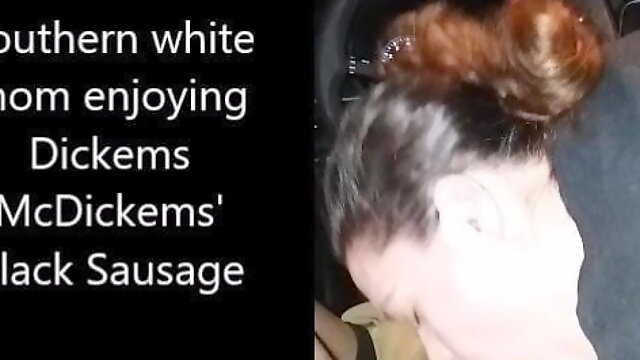 Pretty White milf Sucks My Black Dick in the Car