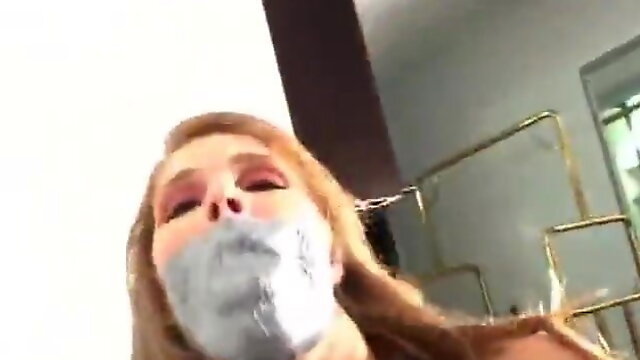 Very Tightly Duct Tape Gagged Girl