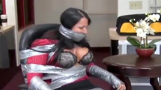 Gina Rae Michaels Duct Taped Wrapped Gagged in Chair