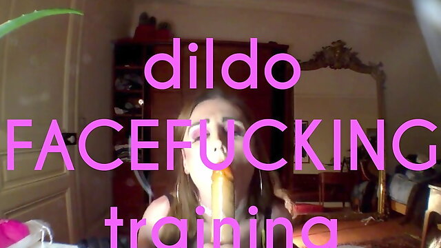 Sissy Cum Training, Dildo Deepthroat Training, Sissy Facefuck