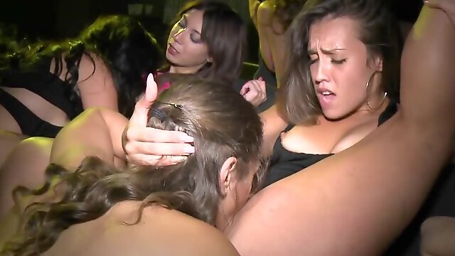 Excited girls take part in crazy sex party held in nightclub