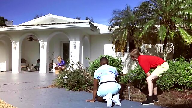 Woman catches the black prankster and enjoys his young cock
