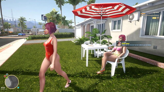 SunbayCity Hentai Game bikini walk in the city in GTA parody