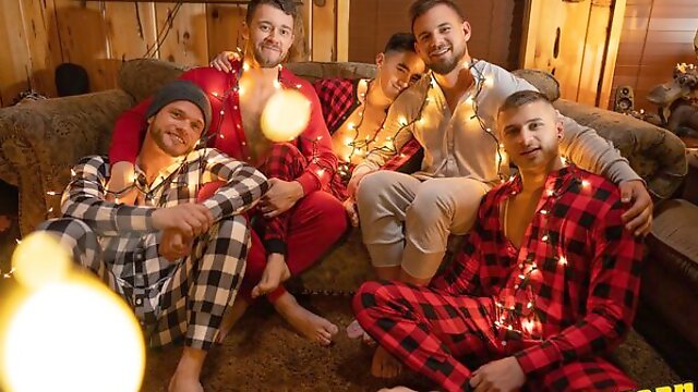 Hardcore gay orgy in the cabin in the woods