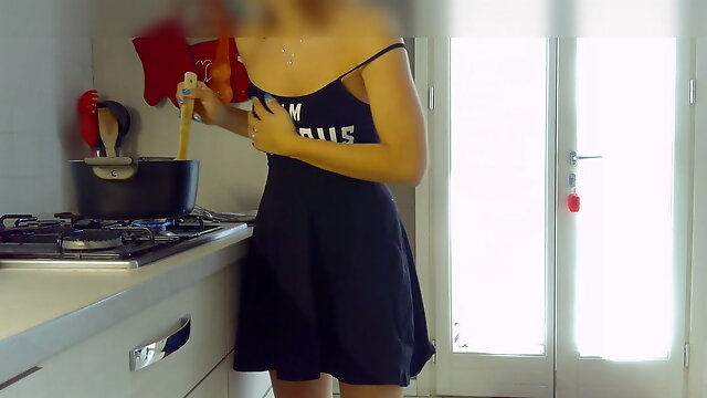 The Italian milf gets excited by cooking an aphrodisiac dish