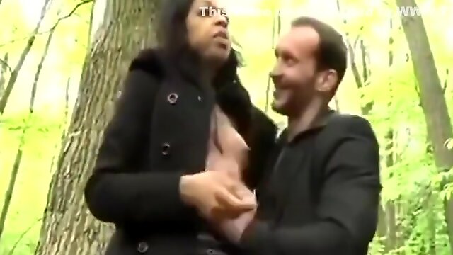 Young Ebony Trans Queen Nella Gets Dick In The Woods Of France