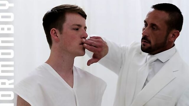 Bishop Hart fucks horned-up Elder Campbell in a taboo gay video