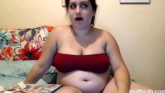 Eating all the Christmas candy! - Teen fatty on webcam in food fetish solo