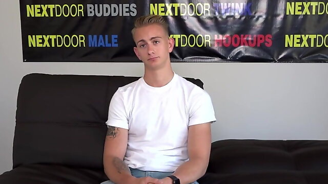 Casting straight amateur tugs his shaved pecker