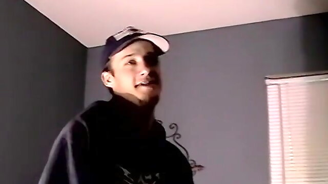 Handsome jock jerking off his thick cock in kinky solo