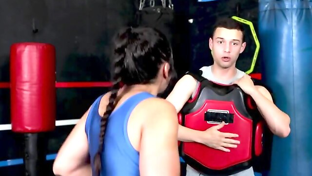 Kickboxer shows strength during training and passion during sex