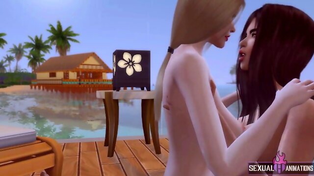 Two Big Tits Fuck After a Beach Party - Sexual Hot Animations