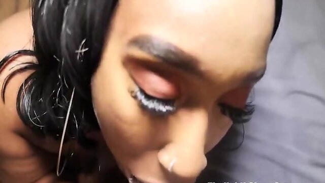 Dominque larue gulps n deep throats on pf bhangs big black cock