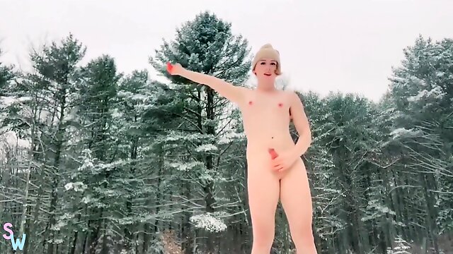 Shiri Allwood In Painfully Tgirl Disrobes And Jerks Herself In The Snow