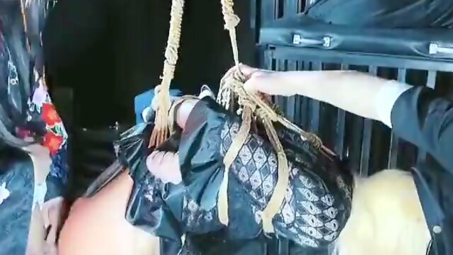 Japanese she-creature man-lava qiao strung up restrain bondage domination & submission fuckfest