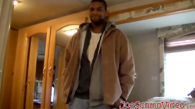 Black Dude Dorky Comes In A For A Wank And A Blowjob With Jo Evans