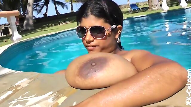 Big Tits Ebony Solo, Monster, Public