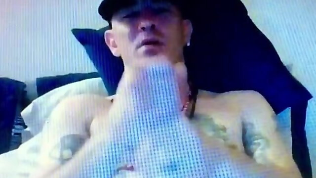 Tattooed hung straight daddy edges his huge hung big dick