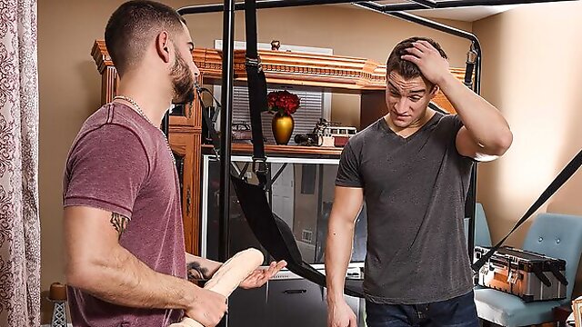 Sex swing fuck with Vadim Black and Jordan Boss