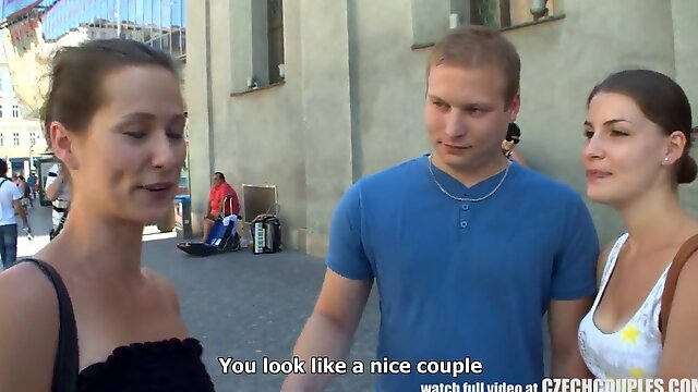 CZECH COUPLES - Young Couple Takes Money for Public Foursome