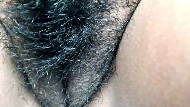 Hairy Mexican shows pussy up close