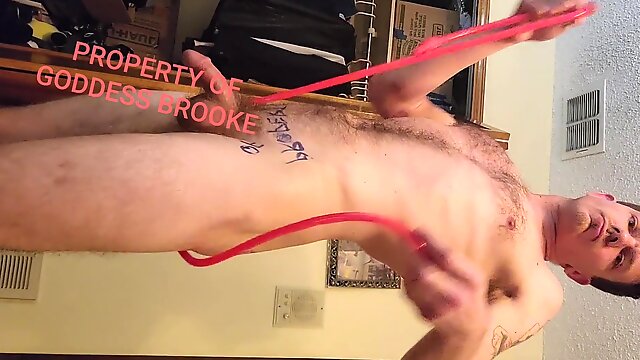 Popping My Asshole S Cherry With A Long Resistance Band - Masturbation