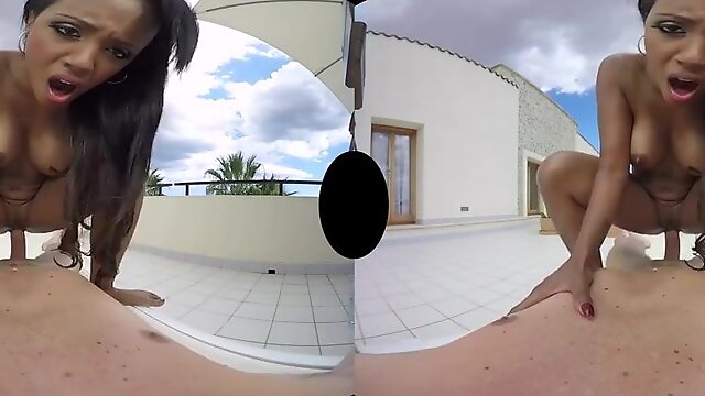 Summer outdoor POV VR hardcore with ebony Noemilk - Big black ass