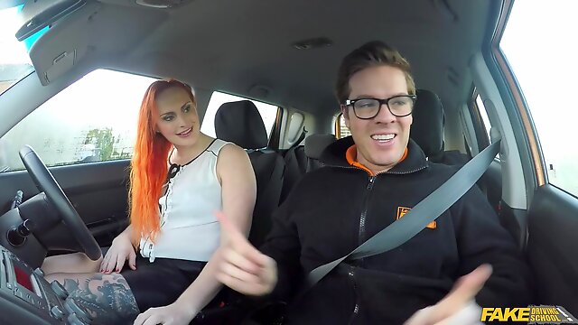 Fake Driving School Presents Tattooed redhead PAWG craves a big cock - Ryan Ryder, Chloe Davis