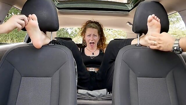 Car Tickling Session with Kinky MILF