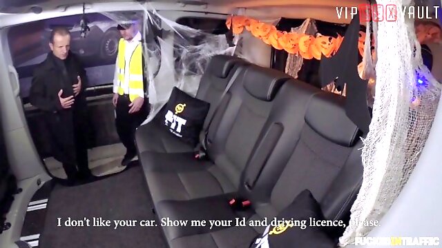 VIPSEXVAULT- Super HOT Busty MILF Fucked On Halloween In a Czech Taxi