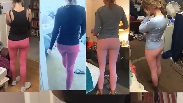My PE teacher wife in various pink leggings/yoga pants.