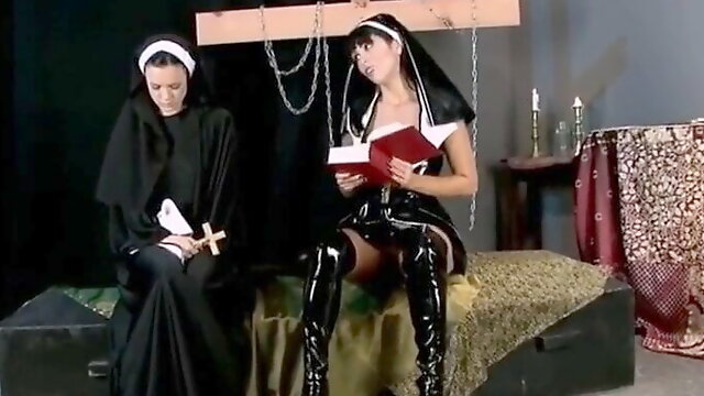 2 latex nuns playing