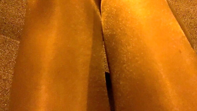 Crossdresser having fun outside in the dark