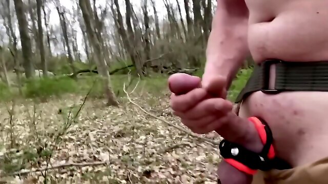 Public Cock Stroking Hike With Cock Rings