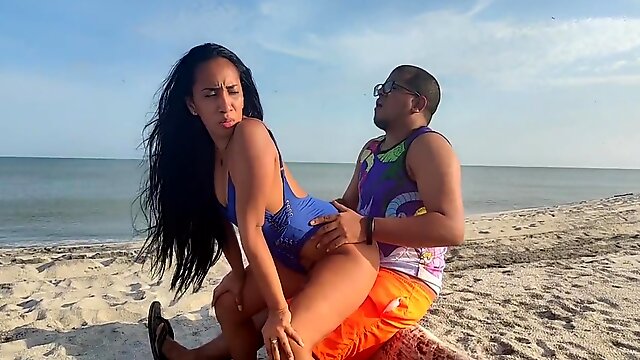 Latina Fucks Her Stepbrother On The Beach