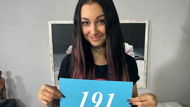 Brunette petite girl in a casting