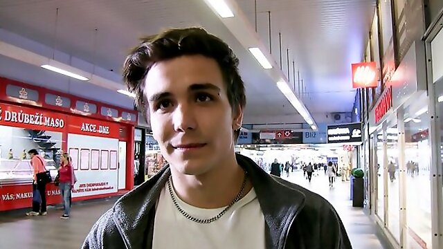 Charming brunette guy takes a huge facial right here