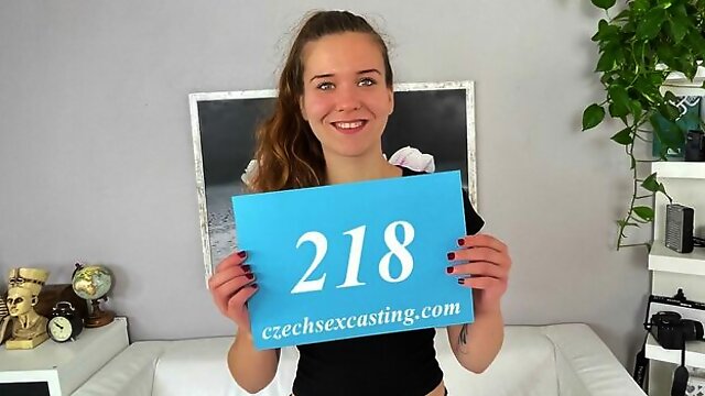 Czech teen at her first casting