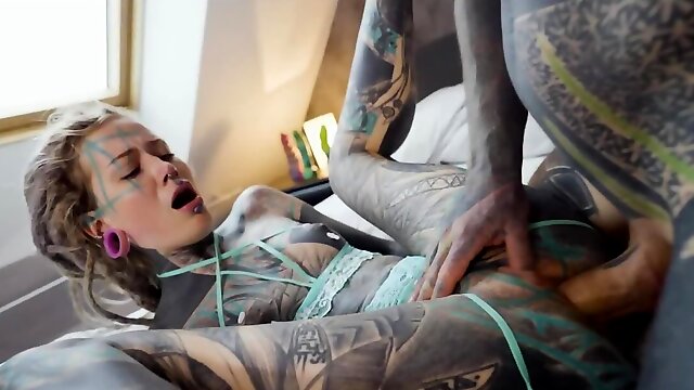 Inked pervert nails all the like-minded babes holes in turn