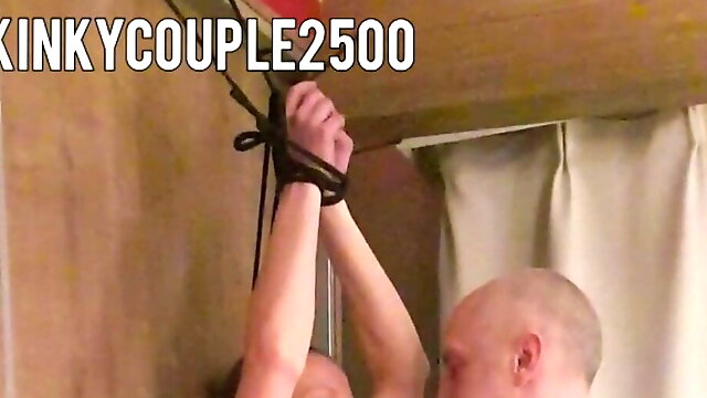 Hot slave tied up and used