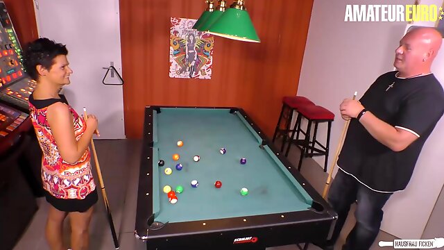 Rough Sex On The Pool Table With Slutty German Wife