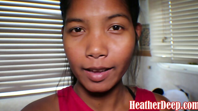 Thai teen Heather Deep gives deepthroat blowjob – Asian