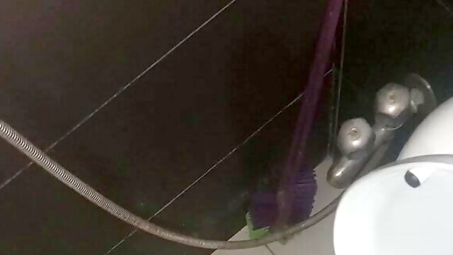 Masturbating with shampoo