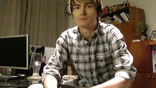 POV facial porno movie featuring a floppy-haired twink boy