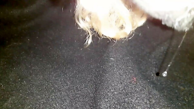 Playing with a drop of cum for 6 minutes straight