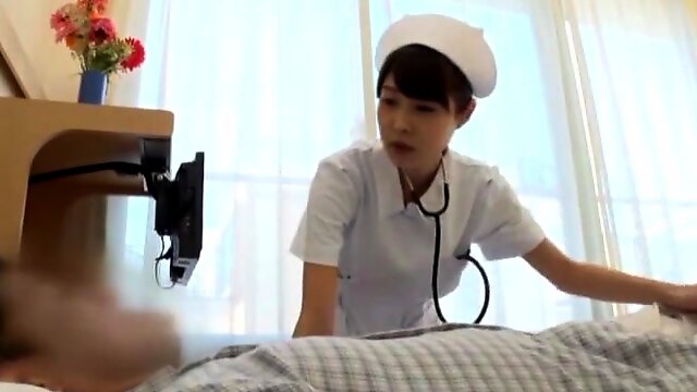 Slutty Japanese nurse receives a cumshot after sucking a dick