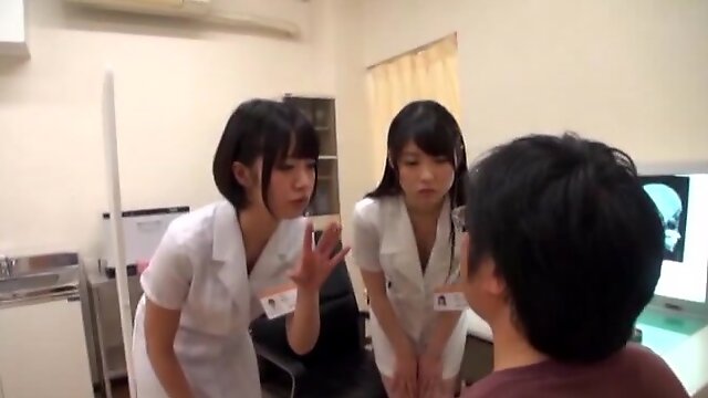 Japanese doctors drop on their knees to pleasure a lucky patient