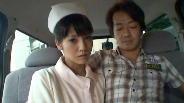 Asian nurse enjoys sucking a stiff dick in back of the car