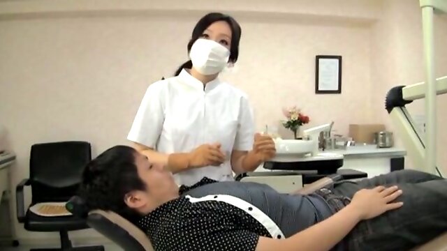 Naughty Japanese dentist enjoys having sex with her lucky client