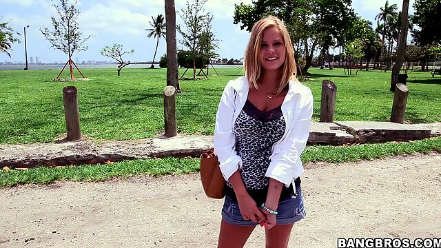 Amateur blonde girl Anabelle Pycn gets into the van with strangers